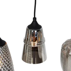 QAZQA Art Deco Hängelampe schwarz mit Rauchglas 8-flammig - Hanne