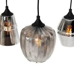 QAZQA Art Deco Hängelampe schwarz mit Rauchglas 8-flammig - Hanne