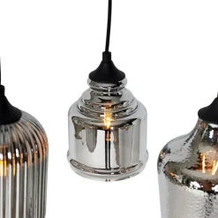 QAZQA Art Deco Hängelampe schwarz mit Rauchglas 8-flammig - Hanne