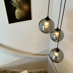 QAZQA Art Deco Hängelampe schwarz mit Rauchglas 3 Lichter - Wallace