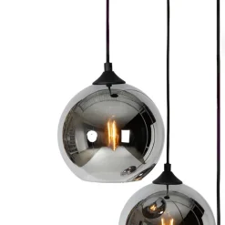 QAZQA Art Deco Hängelampe schwarz mit Rauchglas 3 Lichter - Wallace