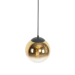 QAZQA Art Deco Hängelampe schwarz mit Goldglas 20 cm - Pallon