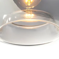 QAZQA Art Deco Hängelampe schwarz 3-flammig mit Rauchglas - Busa