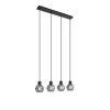 QAZQA Art Deco Hängelampe schwarz mit Rauchglas länglich 4-flammig - Vidro
