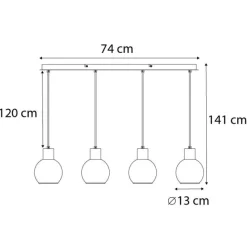 QAZQA Art Deco Hängelampe schwarz mit Rauchglas länglich 4-flammig - Vidro