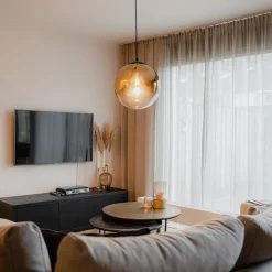 QAZQA Art Deco Hängelampe schwarz mit Goldglas 33 cm - Pallon