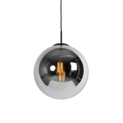 QAZQA Art Deco Hängelampe schwarz mit Rauchglas 30 cm - Pallon