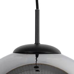 QAZQA Art Deco Hängelampe schwarz mit Rauchglas 30 cm - Pallon