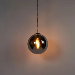 QAZQA Art Deco Hängelampe schwarz mit Rauchglas 30 cm - Pallon