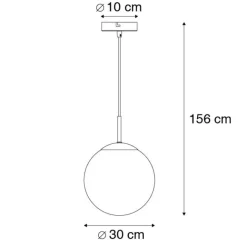 QAZQA Art Deco Hängelampe schwarz mit Rauchglas 30 cm - Pallon