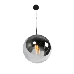 QAZQA Art Deco Hängelampe schwarz mit Rauchglas 30 cm - Pallon