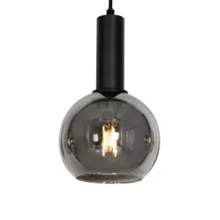 QAZQA Art Deco Hängelampe schwarz mit Rauchglas 4-flammig - Josje