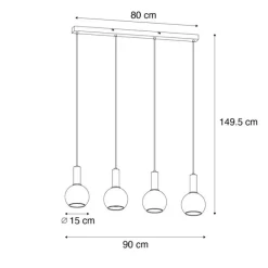 QAZQA Art Deco Hängelampe schwarz mit Rauchglas 4-flammig - Josje