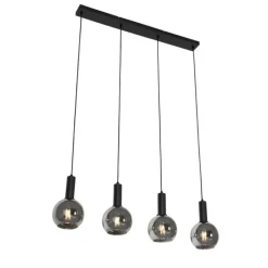 QAZQA Art Deco Hängelampe schwarz mit Rauchglas 4-flammig - Josje