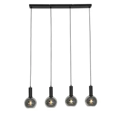 QAZQA Art Deco Hängelampe schwarz mit Rauchglas 4-flammig - Josje