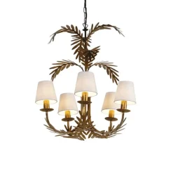 QAZQA Art Deco Kronleuchter Gold 5-Licht mit weißen Kappen - Botanica