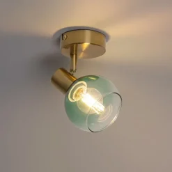 QAZQA Art Deco Spot Gold mit grünem Glas - Vidro