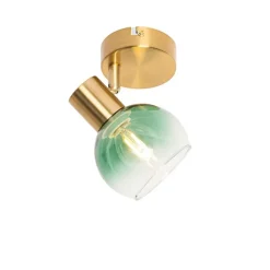 QAZQA Art Deco Spot Gold mit grünem Glas - Vidro