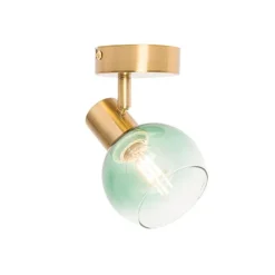 QAZQA Art Deco Spot Gold mit grünem Glas - Vidro