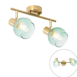 QAZQA Art Deco Spot Gold mit grünem Glas 2 Lichter - Vidro