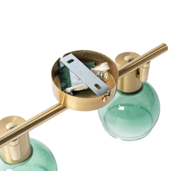 QAZQA Art Deco Spot Gold mit grünem Glas 2 Lichter - Vidro