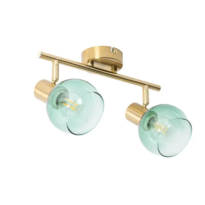 QAZQA Art Deco Spot Gold mit grünem Glas 2 Lichter - Vidro