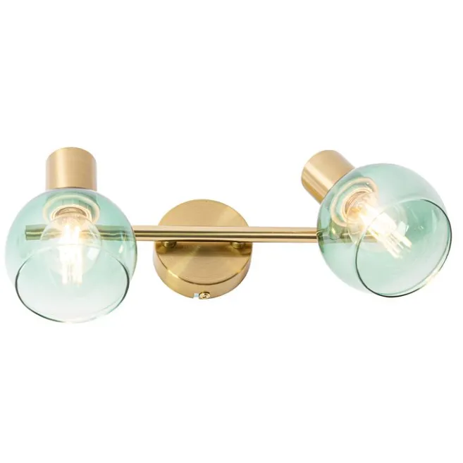 QAZQA Art Deco Spot Gold mit grünem Glas 2 Lichter - Vidro