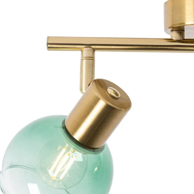 QAZQA Art Deco Spot Gold mit grünem Glas 2 Lichter - Vidro