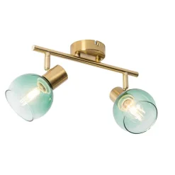 QAZQA Art Deco Spot Gold mit grünem Glas 2 Lichter - Vidro