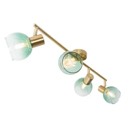 QAZQA Art Deco Spot Gold mit grünem Glas 4-flammig - Vidro