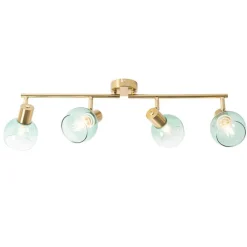 QAZQA Art Deco Spot Gold mit grünem Glas 4-flammig - Vidro