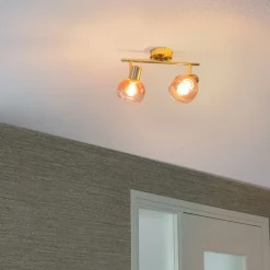 QAZQA Art Deco Spot Gold mit rosa Glas 2 Lichter - Vidro