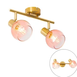 QAZQA Art Deco Spot Gold mit rosa Glas 2 Lichter - Vidro