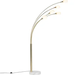 QAZQA Art Deco Stehlampe Gold 5 Lampen - Sixties Marmo