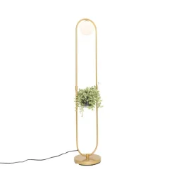 QAZQA Art Deco Stehlampe Gold mit weißem Glas - Isabella