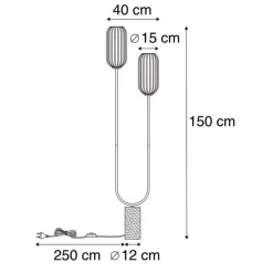 QAZQA Art Deco Stehleuchte schwarz mit Rauchglas 2-flammig - Rid