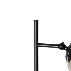 QAZQA Art Deco Stehleuchte schwarz mit Rauchglas 2-Licht - Pallon