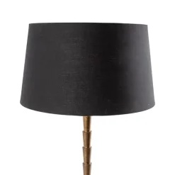 QAZQA Art Deco Tischlampe Bronze mit Baumwollschirm schwarz 35 cm - Pisos