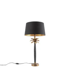 QAZQA Art Deco Tischlampe Bronze mit schwarzem Schirm 35 cm - Areka