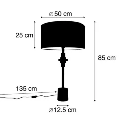 QAZQA Art Deco Tischlampe Gold Veloursschirm Pink 50 cm - Diverso