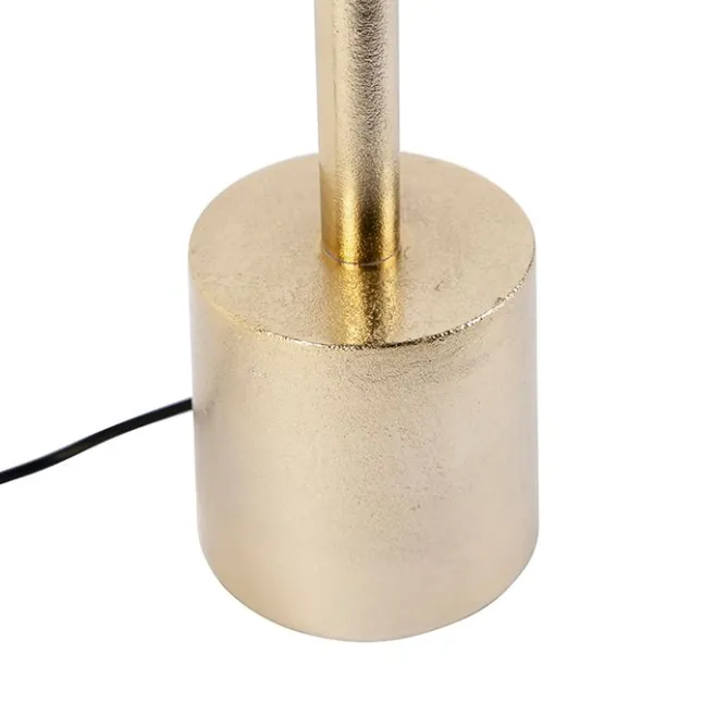 QAZQA Art Deco Tischlampe Gold Veloursschirm Pink 50 cm - Diverso