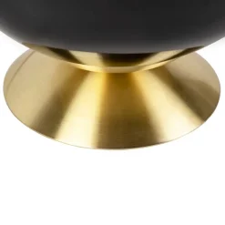 QAZQA Art Deco Tischlampe Messing mit schwarzem Glas - Pallon