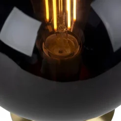 QAZQA Art Deco Tischlampe Messing mit schwarzem Glas - Pallon