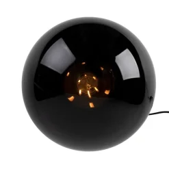 QAZQA Art Deco Tischlampe Messing mit schwarzem Glas - Pallon