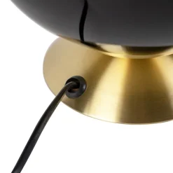 QAZQA Art Deco Tischlampe Messing mit schwarzem Glas - Pallon