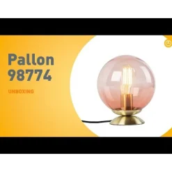 QAZQA Art Deco Tischlampe Messing mit rosa Glas - Pallon