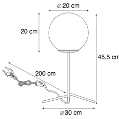 QAZQA Art Deco Tischlampe Messing mit Opalglas 45,5 cm - Pallon