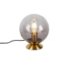 QAZQA Art Deco Tischlampe Messing mit Rauchglas - Pallon