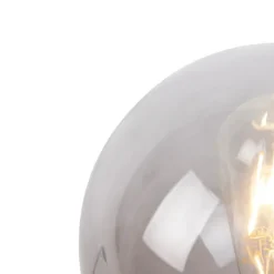 QAZQA Art Deco Tischlampe Messing mit Rauchglas - Pallon