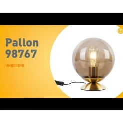 QAZQA Art Deco Tischlampe Messing mit Rauchglas - Pallon